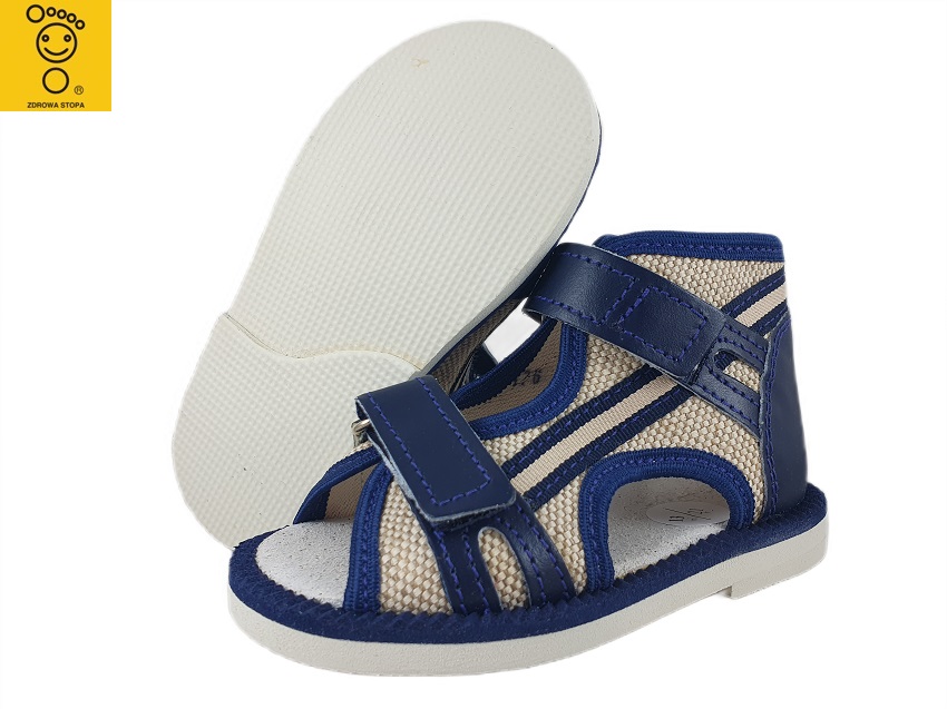 8-13-BS191A MAJA granatowo lniane :lico taśma: ortopedyczne profilaktyczne kapcie sandałki dziecięce przedszk. 21-25 buty Postęp 8-13-BS191A MAJA granatowo lniane :lico taśma: ortopedyczne profilaktyczne kapcie sandałki dziecięce przedszk. 21-25 buty Postęp