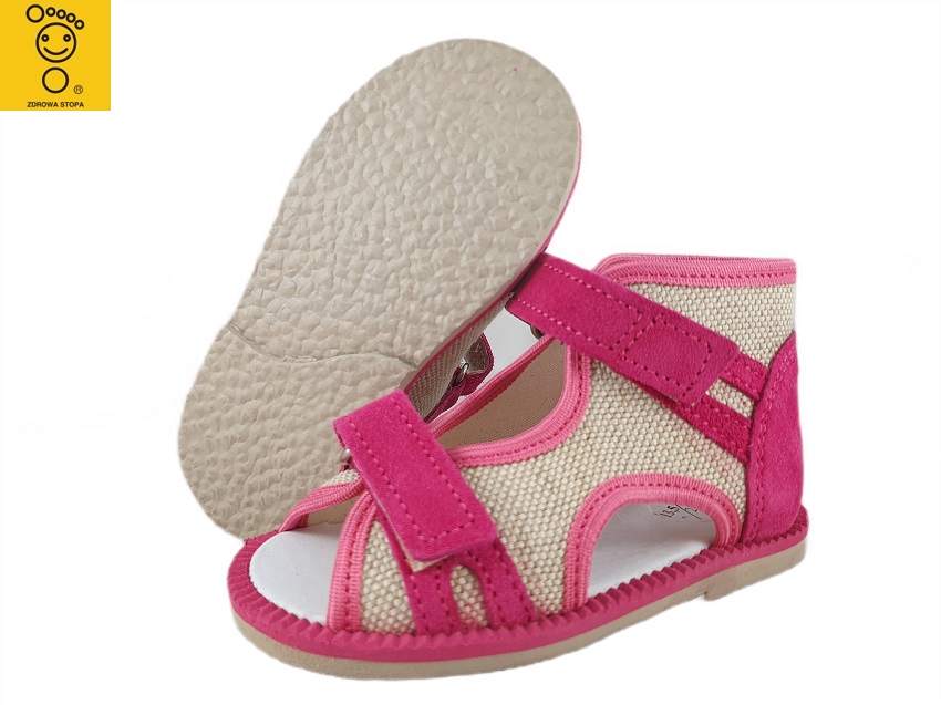 8-13-BS191/A MAJA ciemno różowo lniane ortopedyczne profilaktyczne kapcie sandałki dziecięce przedszk. 21-25 buty Postęp 8-13-BS191/A MAJA ciemno różowo lniane ortopedyczne profilaktyczne kapcie sandałki dziecięce przedszk. 21-25 buty Postęp