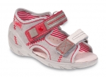 01-065P108 SUNNY beżowo czerwone sandałki sandały profilaktyczne kapcie obuwie dziecięce Befado  20-25 - galeria - foto#2