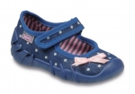 0-109P123 SPEEDY niebieskie w kropki kapcie buciki czółenka obuwie dziecięce poniemowlęce Befado  18-26 - galeria - foto#2
