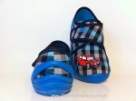 1-273X063 SKATE granatowo niebieskie w kratkę  kapcie-buciki obuwie dziecięce przedszkolne szkolne  Befado Skate - galeria - foto#2