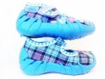 0-109P068 SPEEDY niebieskie w kratkę kapcie buciki czółenka obuwie dziecięce poniemowlęce Befado  18-25 - galeria - foto#3