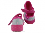 0-209P016 Maxi szaro różowe w kropki balerinki kapcie buciki czółenka na rzep obuwie dziecięce poniemowlęce Befado  20-25 - galeria - foto#2