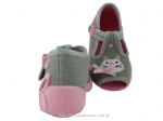 01-213P089 PAPI szaro różowe z kotkiem kapcie buciki sandałki obuwie wcz.dziecięce  Befado  18-25 - galeria - foto#2
