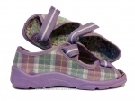 20-969X063 MAX JUNIOR fioletowe w kratkę sandałki kapcie, obuwie dziecięce profilaktyczne Befado 25-30 - galeria - foto#3