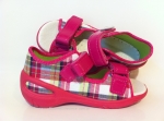 20-065X088 SUNNY różowe w krateczkę sandałki - sandały profilaktyczne  - kapcie obuwie dziecięce Befado  26-30 - galeria - foto#3