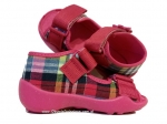 01-242P035 PAPI różowe w kratę sandałki kapcie buciki obuwie wcz.dziecięce buty Befado Papi  18-25 - galeria - foto#3