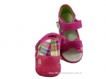01-065P088 SUNNY różowe w krateczkę sandałki sandały profilaktyczne kapcie obuwie dziecięce Befado  20-25 - galeria - foto#2