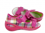 01-065P088 SUNNY różowe w krateczkę sandałki sandały profilaktyczne kapcie obuwie dziecięce Befado  20-25 - galeria - foto#3