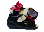 01-433P002 SUNNY  granatowe z kokardą sandałki sandały profilaktyczne kapcie obuwie dziecięce Befado  20-25 - galeria - foto#3