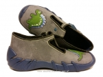 0-110P241 SPEEDY szaro niebieskie z dinozaurem kapcie buciki obuwie dziecięce poniemowlęce Befado  18-26 - galeria - foto#3