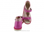 8-BS191/A MAJA ciemno różowoe  lniane ortopedyczne profilaktyczne kapcie sandałki dziecięce przedszk. 22-29 buty Postęp - galeria - foto#2