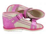 8-BS191/A MAJA ciemno różowoe  lniane ortopedyczne profilaktyczne kapcie sandałki dziecięce przedszk. 22-29 buty Postęp - galeria - foto#3