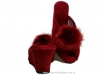 61-Puszek-CCE c.czerwone eleganckie kapcie pantofle papucie dziewczęce damskie z puszkiem BISBUT  35-40 - galeria - foto#2