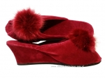 61-Puszek-CCE c.czerwone eleganckie kapcie pantofle papucie dziewczęce damskie z puszkiem BISBUT  35-40 - galeria - foto#3
