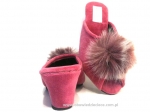61-Puszek-RŻ różowe eleganckie kapcie pantofle papucie dziewczęce damskie z puszkiem BISBUT  35-40 - galeria - foto#2
