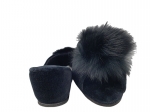 61-Puszek-CZ czarne kapcie eleganckie pantofle papucie dziewczęce damskie z puszkiem pomponem  BISBUT  35-40 - galeria - foto#2