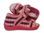 0-13-112 bordowo różowe w kratkę sandałki kapcie obuwie wcz.dziecięce  buty Renbut  19-25 - galeria - foto#3