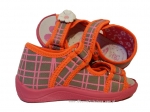 0-13-112 szaro różowo pomarańczowe w kratę  sandałki kapcie obuwie wcz.dziecięce  buty Renbut  19-25 - galeria - foto#3