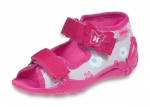 01-242P057 PAPI szaro różowe z motylkiem sandałki kapcie buciki obuwie wcz.dziecięce buty Befado Papi  18-25 - galeria - foto#1