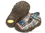 0-110P088 SPEEDY brązowe w kratkę kapcie-buciki-obuwie dziecięce poniemowlęce Befado  18-26 - galeria - foto#1