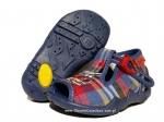01-217P059 SNAKE niebieskie w kratkę z wozem strażackim  kapcie buciki sandałki obuwie dziecięce wcz.dziecięce  Befado  18-26 - galeria - foto#1