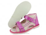 8-BS191/A MAJA ciemno różowoe  lniane ortopedyczne profilaktyczne kapcie sandałki dziecięce przedszk. 22-29 buty Postęp - galeria - foto#1