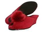 61-Puszek-CCE c.czerwone eleganckie kapcie pantofle papucie dziewczęce damskie z puszkiem BISBUT  35-40 - galeria - foto#1