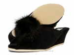 61-Puszek-czbz czarne kapcie eleganckie pantofle papucie dziewczęce damskie z puszkiem BISBUT  35-40 - galeria - foto#1