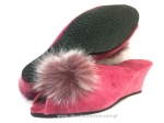61-Puszek-RŻ różowe eleganckie kapcie pantofle papucie dziewczęce damskie z puszkiem BISBUT  35-40 - galeria - foto#1