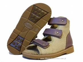8-B-23fi BAJBUT fioletowe jasne lniane : WKŁADKI SKÓRZANE ORTO SUPINUJĄCE :  buty sandałki trzewiki kapcie ortopedyczne profilaktyczne dziecięce