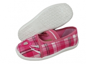 21-3SYL/53N różowe kratka SERCE czółenka-kapcie-buciki dziewcz. wkładki SKÓRZANE Raweks 21-3SYL/53N różowe kratka SERCE czółenka-kapcie-buciki dziewcz. wkładki SKÓRZANE Raweks