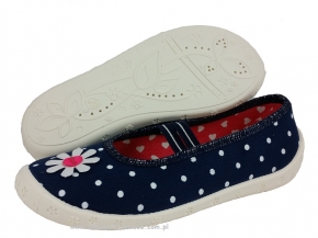 21-3 S5 PIKO RAWEKS granatowe w kropki z kwiatkiem czółenka kapcie buciki dziewcz.+wkładki skórzane Raweks 25-33 21-3 S5 PIKO RAWEKS granatowe w kropki z kwiatkiem czółenka kapcie buciki dziewcz.+wkładki skórzane Raweks 25-33