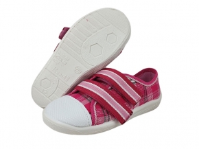 1-4 Bolek 178 RÓŻOWE W KRATKĘ półtrampki na rzepy kapcie-buciki dziecięce Raweks 25-36 1-4 Bolek 178 RÓŻOWE W KRATKĘ półtrampki na rzepy kapcie-buciki dziecięce Raweks 25-36