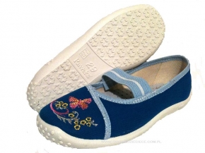 21-3SYL/54/01 c.niebieskie czółenka-kapcie-buciki dziewcz.+wkładki skórzane Raweks 21-3SYL/54/01 c.niebieskie czółenka-kapcie-buciki dziewcz.+wkładki skórzane Raweks
