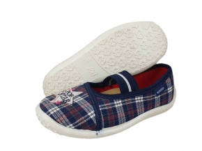 21-3SYL/52N granatowa kratka POP STAR czółenka-kapcie-buciki dziewcz. wkładki skórzane Raweks 21-3SYL/52N granatowa kratka POP STAR czółenka-kapcie-buciki dziewcz. wkładki skórzane Raweks