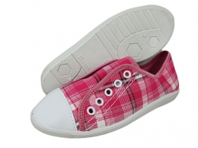 1-Tramp/171 RÓŻ KRATKA PÓŁTRAMPKI BEZ SZNURÓWEK kapcie-buciki dziecięce Raweks 1-Tramp/171 RÓŻ KRATKA PÓŁTRAMPKI BEZ SZNURÓWEK kapcie-buciki dziecięce Raweks