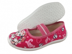 21-3SYL/55/01 różowe czaszki na gumkę wkładki skórzane czółenka-kapcie-buciki dziewcz.+wkładki Raweks 21-3SYL/55/01 różowe czaszki na gumkę wkładki skórzane czółenka-kapcie-buciki dziewcz.+wkładki Raweks