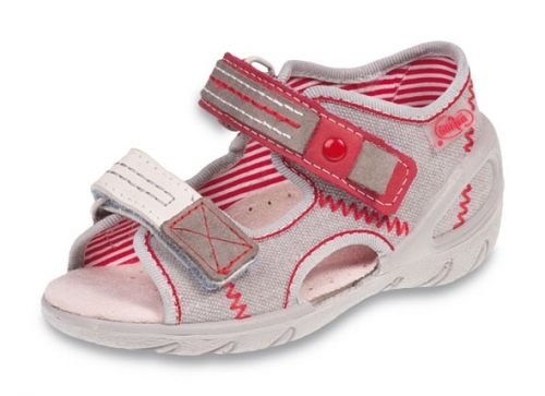 01-065P108 SUNNY beżowo czerwone sandałki sandały profilaktyczne kapcie obuwie dziecięce Befado  20-25