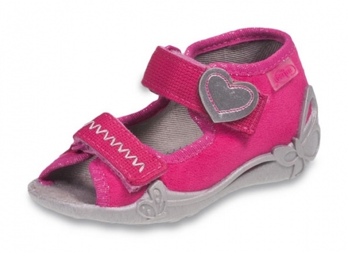 01-242P058 PAPI różowe z sercem sandałki kapcie buciki obuwie wcz.dziecięce buty Befado Papi  18-25
