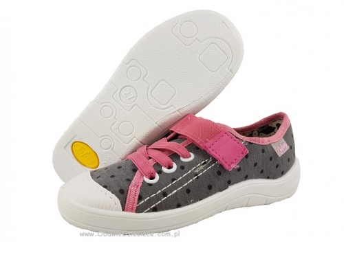 1-251X048 Tim szaro różowe półtrampki na rzep kapcie buciki obuwie dziecięce buty Befado 25-30