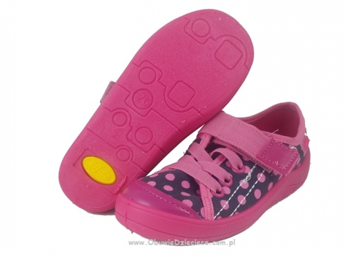 1-251X038 TiM różowe czarne  w kropki półtrampki na rzep kapcie buciki obuwie dziecięce buty Befado 25-30