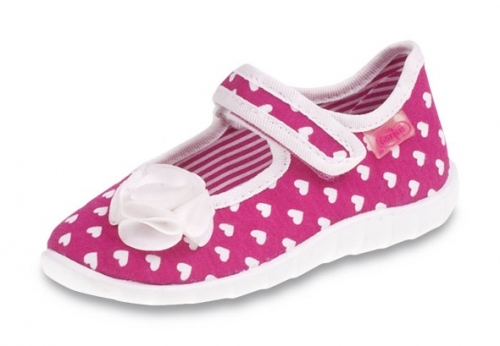 0-460P007 FLEXI różowe kapcie czółenka buciki obuwie dziecięce na rzep poniemowlęce Befado  18-26