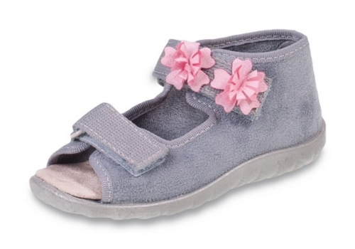 01-242 502P002 FLEXI szare z kwiatkami sandałki kapcie buciki obuwie wcz.dziecięce buty Befado Papi  18-25