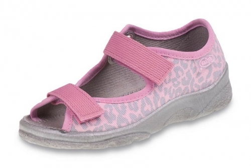20-969X092 MAX JUNIOR szaro różowa panterka sandałki kapcie, obuwie dziecięce profilaktyczne Befado 25-30