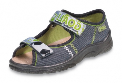 20-969X099 MAX JUNIOR szaro zielone sandałki - kapcie dziecięce Befado Max
