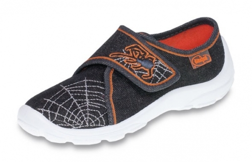 1-273 974X292 DANNY szare z pająkiem kapcie buciki obuwie dziecięce przedszkolne szkolne na rzep BEFADO