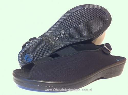 61-14016 czarne sandały BIO natura damskie Adanex
