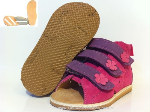 8-1014B różowo fioletowe buty-sandałki-kapcie profilaktyczne ortopedyczne przedszk. 26-30  AURELKA