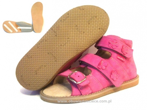 8-1002 J.RÓŻ różowe buty-sandałki-kapcie profilaktyczne ortopedyczne przedszk. 26-30  AURELKA